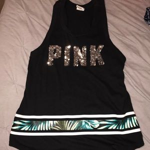 PINK racer back tank top with sequin detailing